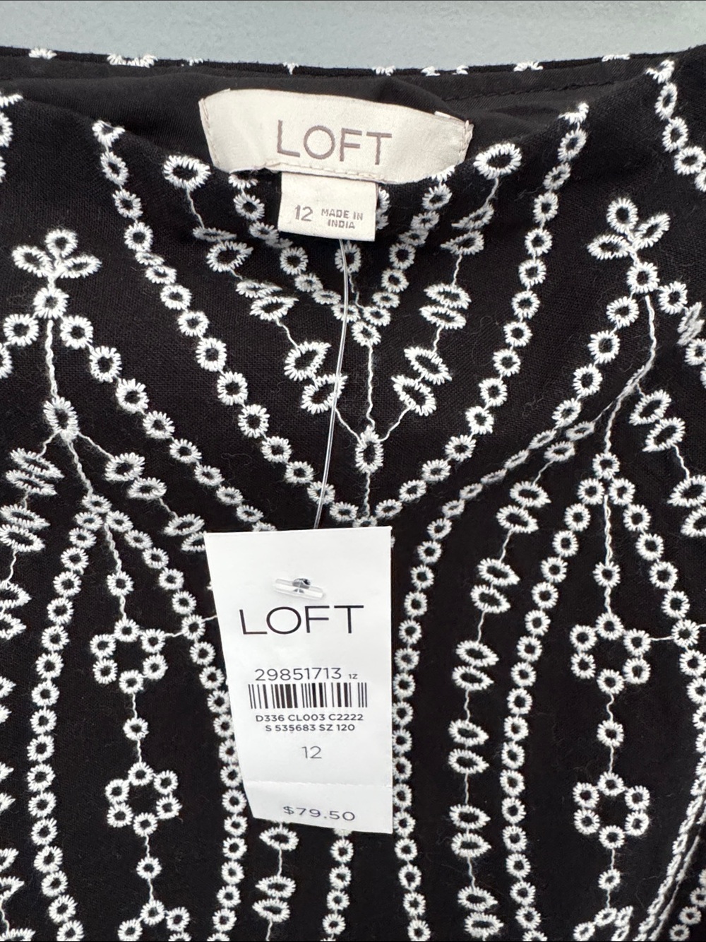 NWT Loft Black and White Embroidered Eyelet Pencil Skirt - Picture 3 of 3